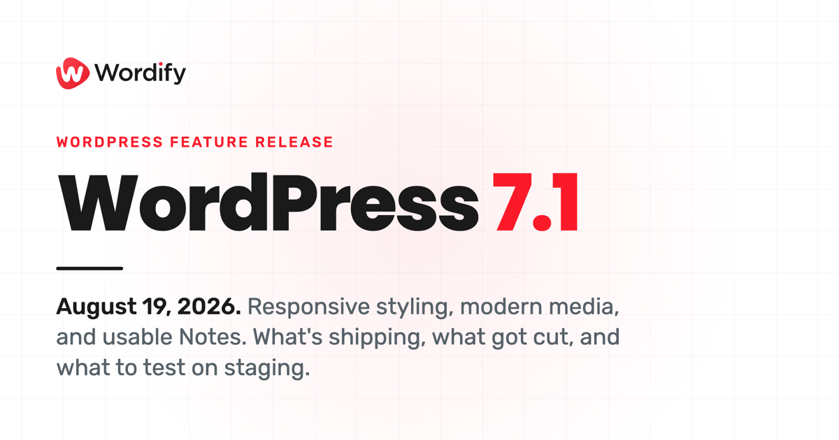 WordPress 7.1: responsive styling, modern media formats, and editorial Notes