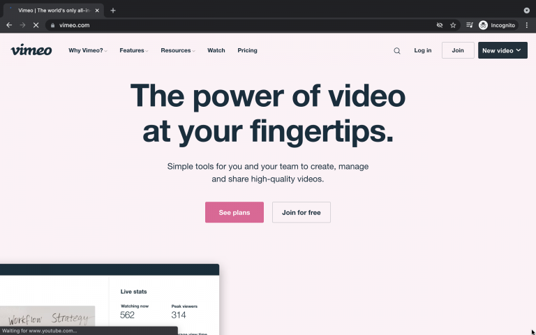 Vimeo Home Page