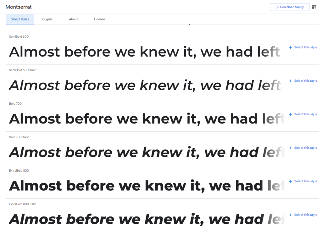 Montserrat from Google Fonts