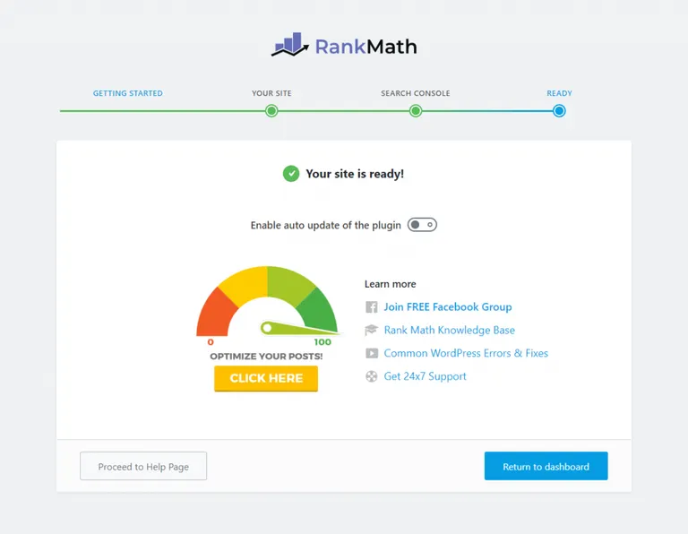 Rank Math Setup Wizard