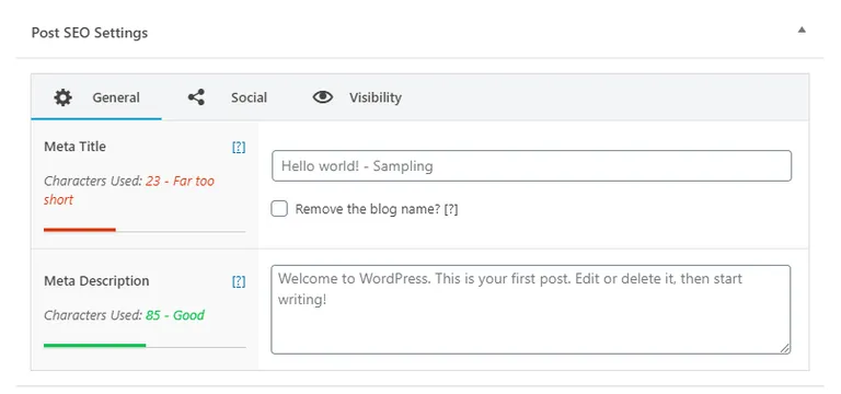 The SEO Framework post SEO settings