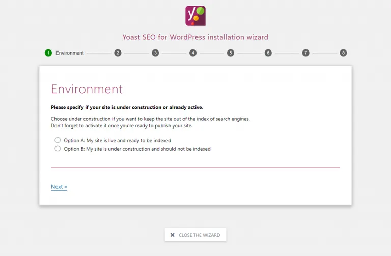 Yoast SEO for WordPress installation wizard