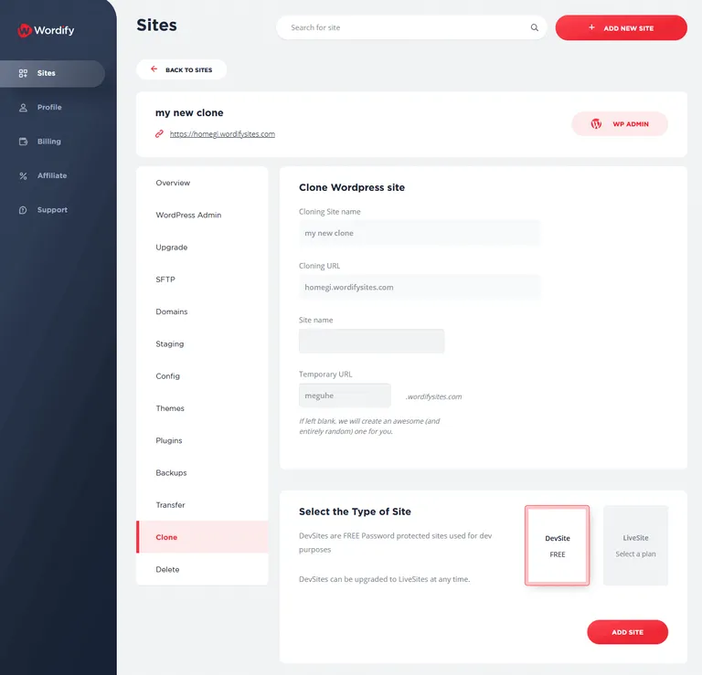 Wordpress Cloning Feature