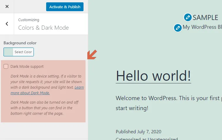 Dark mode support for the Twenty Twenty-One theme