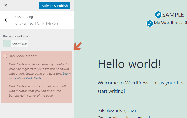 Dark mode support for the Twenty Twenty-One theme