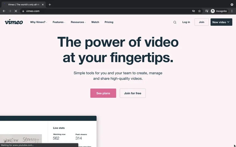 Vimeo Home Page