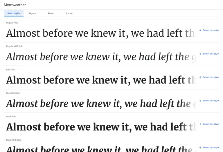 Merriweather from Google Fonts