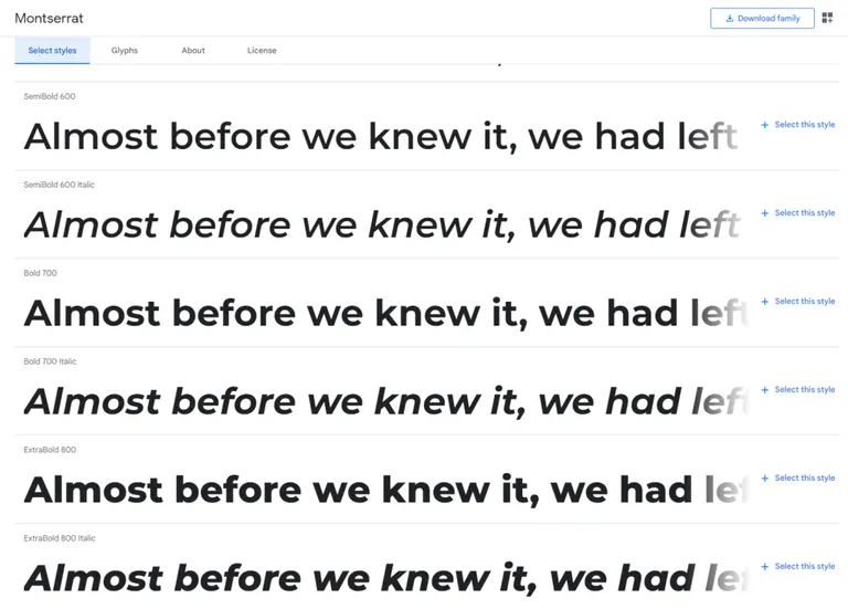 Montserrat from Google Fonts