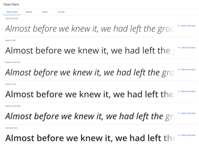 Open Sans from Google Fonts