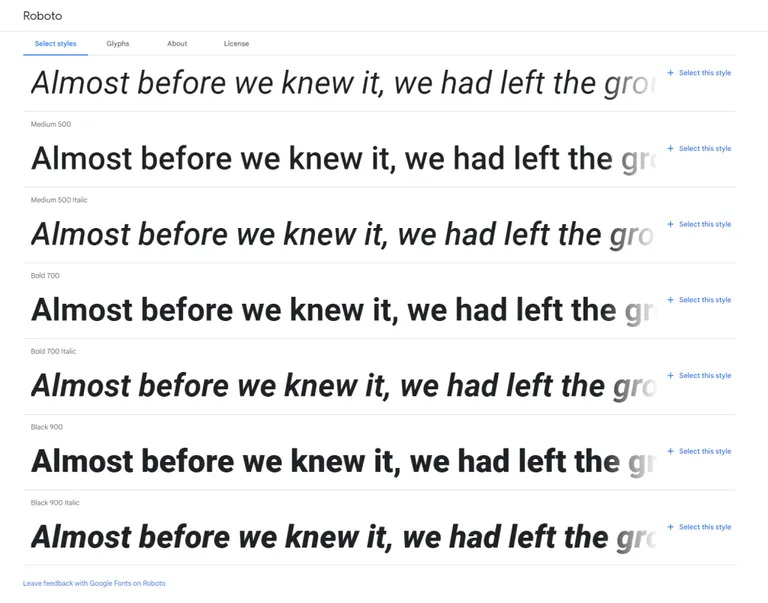 Roboto WordPress font from Google Fonts