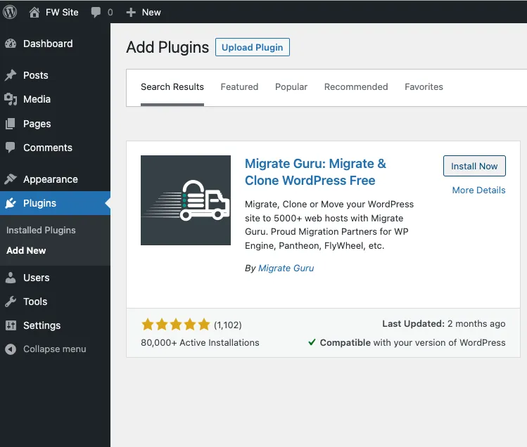 Install Migrate Guru Plugin