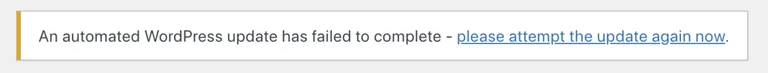 An Automatic WordPress Update has failed to complete